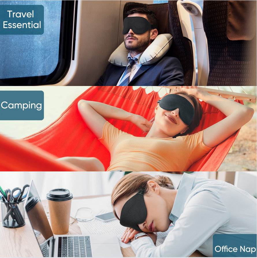 Noctal Premium Black 3D Eye Mask & Ear Plugs Combo