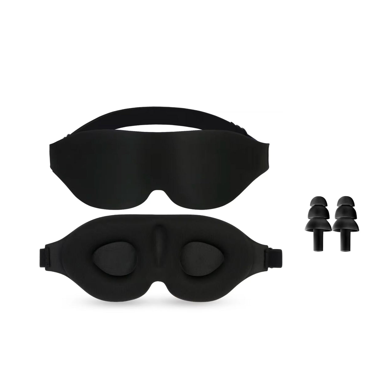 Noctal Premium Black 3D Eye Mask & Ear Plugs Combo For Enhanced Sleep