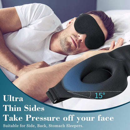 Noctal Premium Black 3D Eye Mask & Ear Plugs Combo For Enhanced Sleep