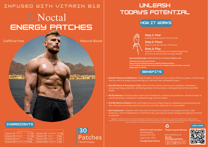 Noctal Energy Patches, B12 & B Vitamins for Sustained Energy, 30 Patches